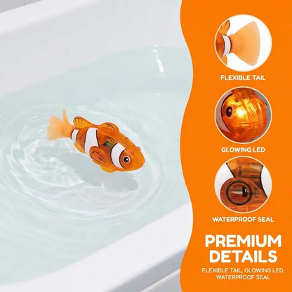 🔥🐠Fully automatic electronic pet fish - activated by sensing, emitting LED light while swimming - water interactive robotic fish toy✨