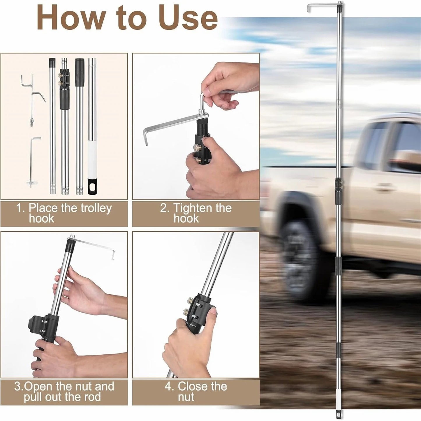 ⏰Last Day Promotion 49% 🔥Magnetically Mounted 5' Telescoping Truck Bed Cargo Retrieval Hook