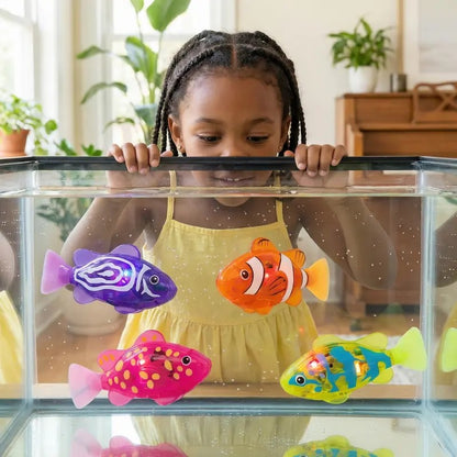 🔥🐠Fully automatic electronic pet fish - activated by sensing, emitting LED light while swimming - water interactive robotic fish toy✨