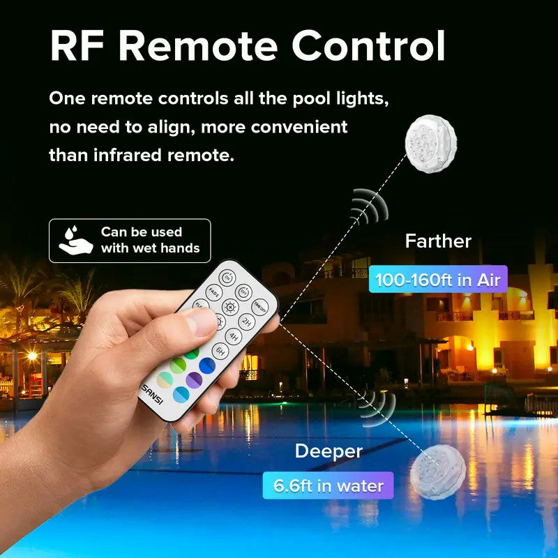 🔥Last Day: 49% OFF🔥8-Pack Submersible LED Pool Lights – RF Remote (200ft)