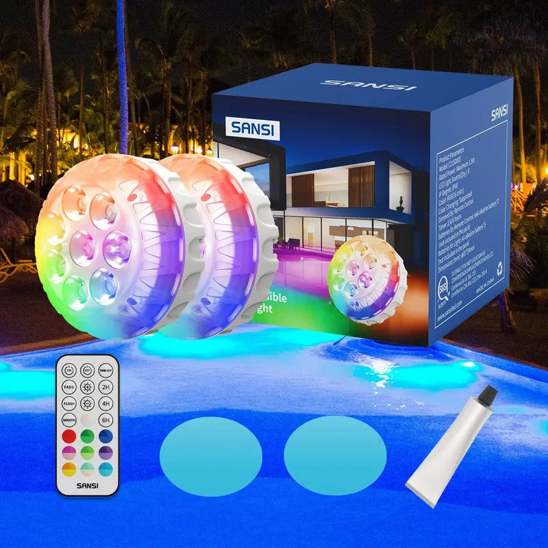 🔥Last Day: 49% OFF🔥8-Pack Submersible LED Pool Lights – RF Remote (200ft)